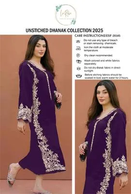 2 Pcs Women's Unstitched Embroidered Suit