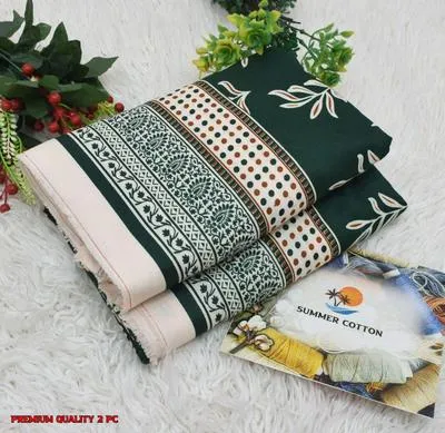 2 Pcs Women's Unstitched Printed Suit