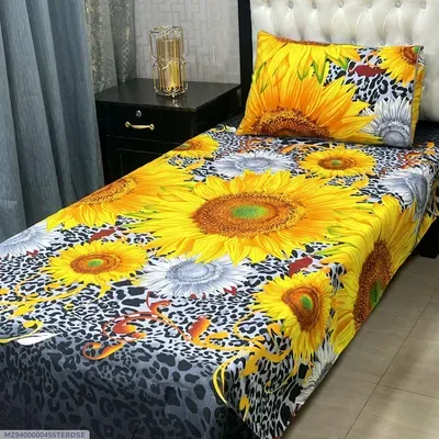 2 Pcs Crystal Cotton Printed Single Bedsheet thumbnail 2