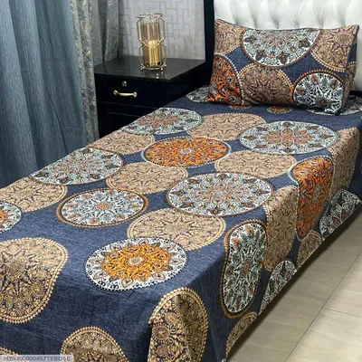 Bed Set with Mandala Print Blue Orange 2 Pcs thumbnail 2