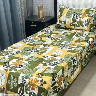 Green Floral Patchwork Single Bed Sheet Set thumbnail 2