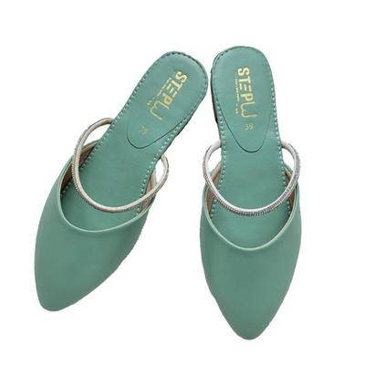 Women's Rexine Plain Pumps Flats, Green