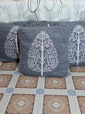 5 Pcs Velvet Embroidered Cushion Covers in Grey