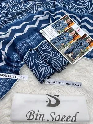Blue Printed Lawn 3 Pcs Women Suit Set