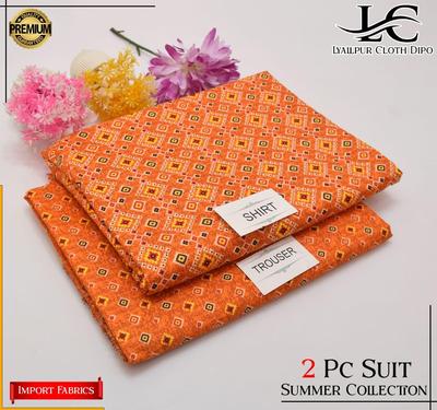 2 Pcs Women's Unstitched Printed Suit