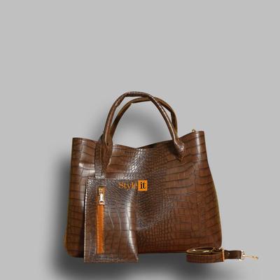 Women's PU Leather Textured Hand Bag Set